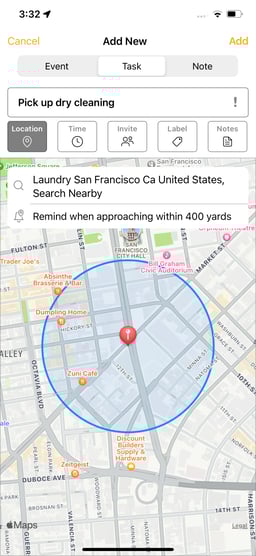Location reminders dry cleaning 1